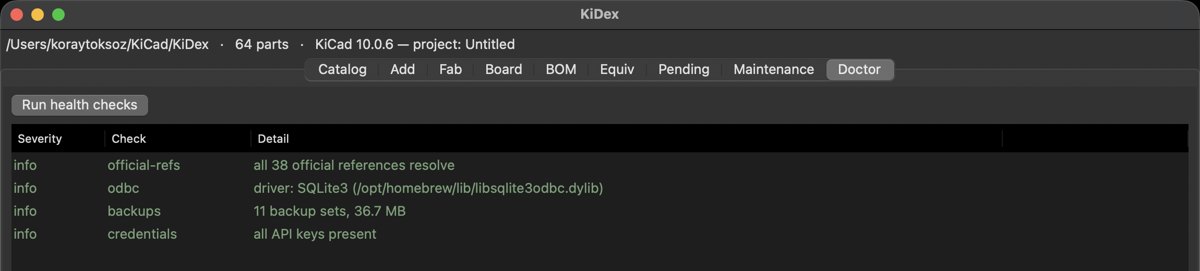 KiDex Doctor tab, all checks healthy